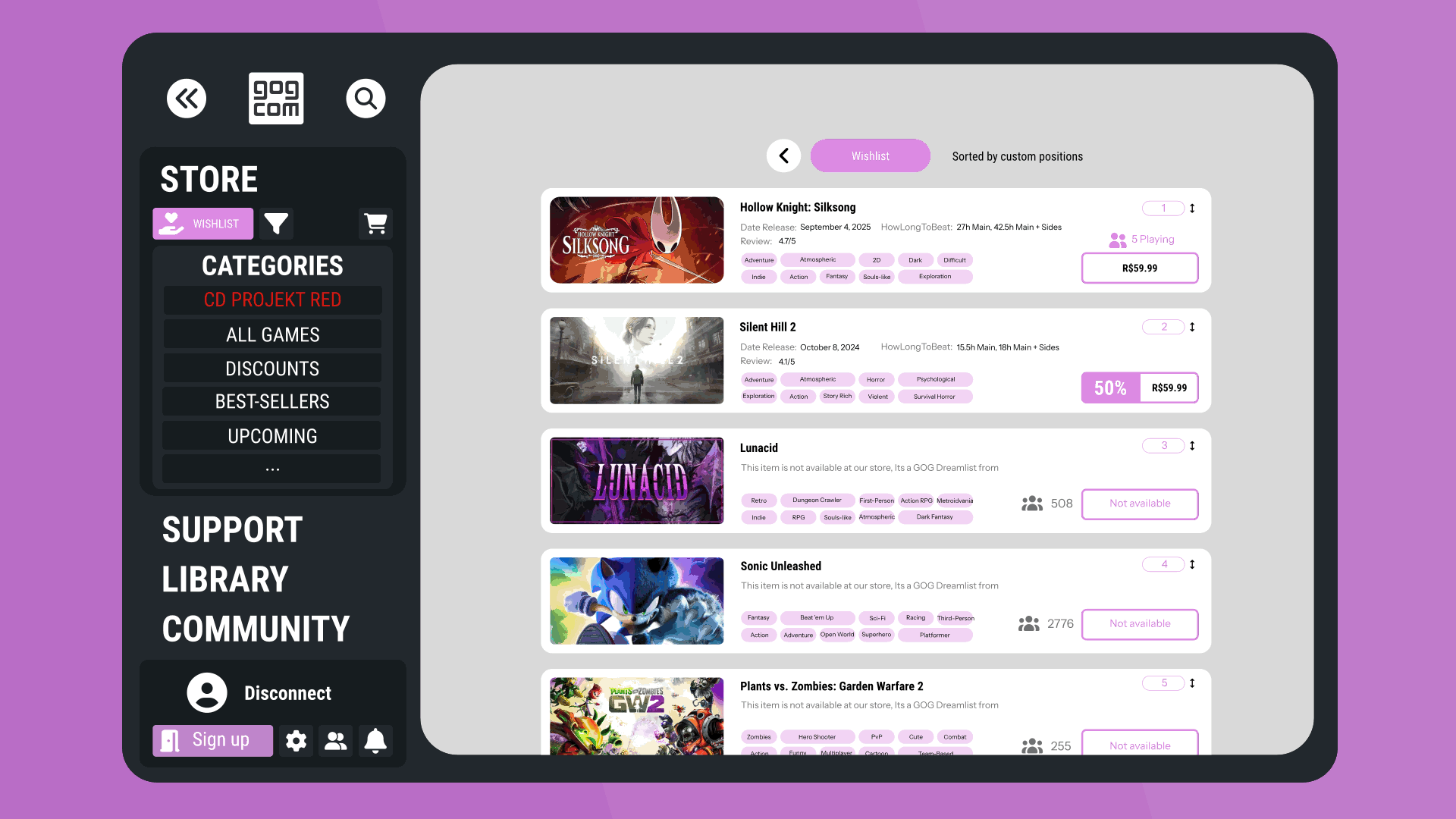 Repaginação Conceitual do Site GOG